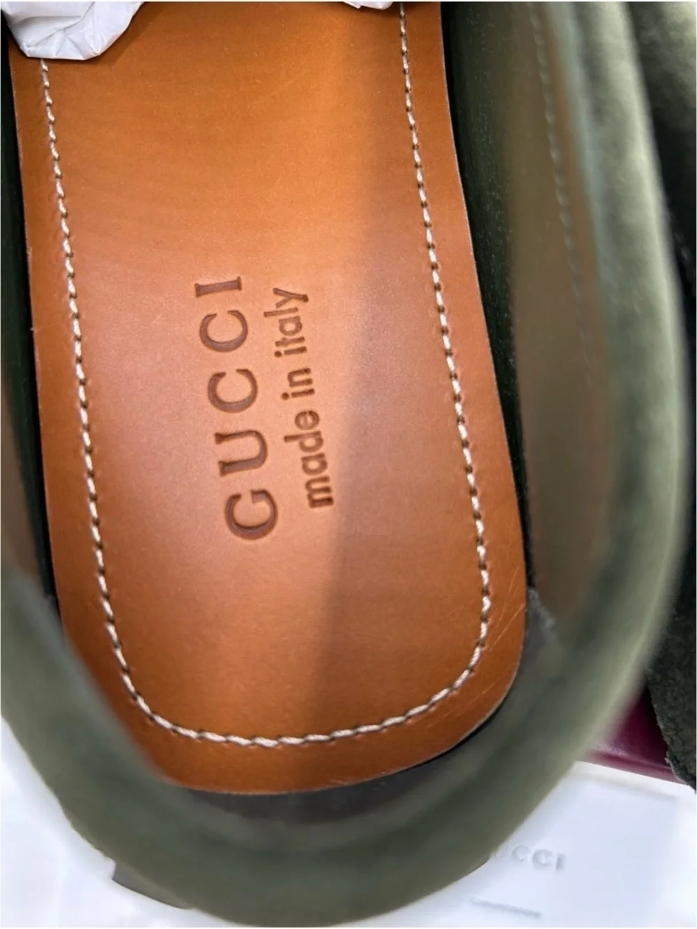 Gucci GG embossed suede driver loafers size 9.5 fits 10 US made in Italy